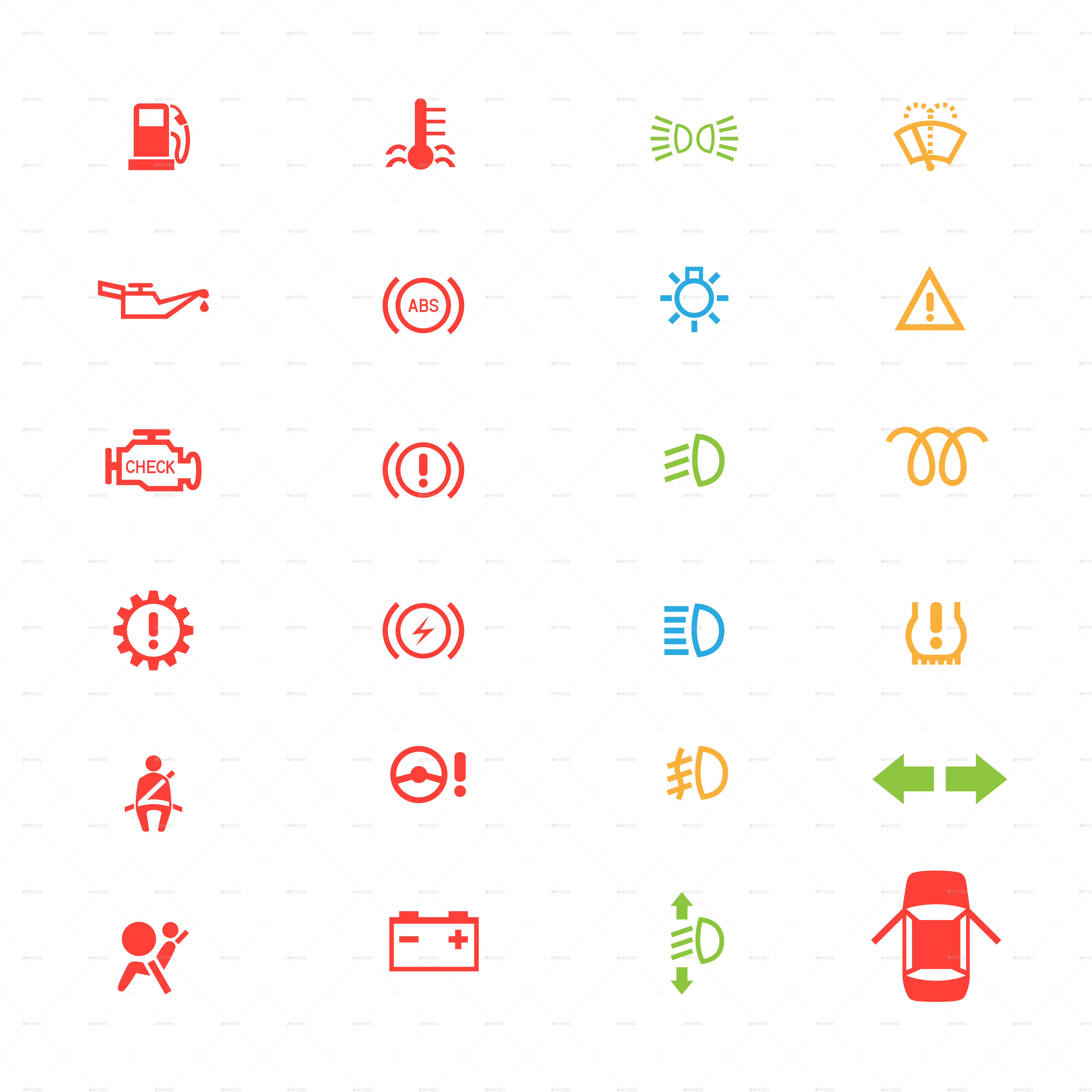 Car Control Panel Symbols